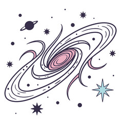 Illustration of a galaxy with planet