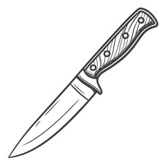 Detailed sketch of a hunting knife, vintage style