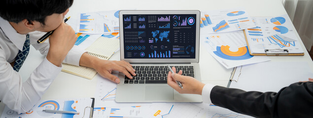 Business data dashboard provide business intelligence analytic for marketing strategy planning brisk with big data set to analyze customer demands and foreseeing business future
