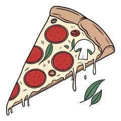 A slice of pepperoni pizza with mushroom