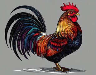 Colorful rooster illustration