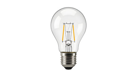 Clear LED filament light bulb representing electricity, energy savings, innovation, and bright ideas. isolated PNG with Transparent Background