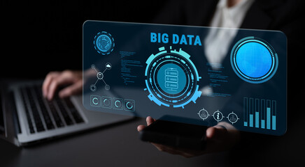 Big Data analytics technology for business intelligence and insights. A concept of processing and visualizing large datasets for strategic decisions. Motif