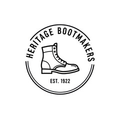 Heritage Bootmakers logo with a boot illustration and established year.