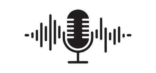 Voice Recording Studio Symbol in Black and White