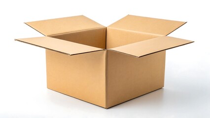 Open cardboard box isolated on white background
