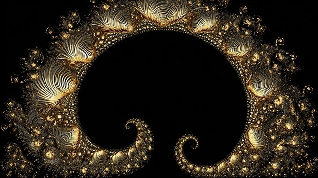 Ornate gilded fractal design with repeating shell shapes and curved lines