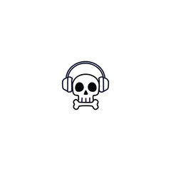 2d vector outline skull headphone use