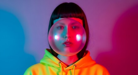 Close-up portrait of a playful ginger cat with bright green eyes, looking directly at the camera.