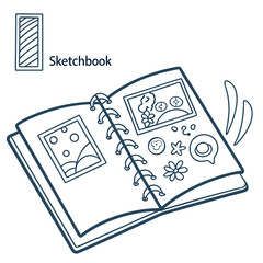 Open sketchbook with drawings, showcasing creativity and artistic expression, perfect for illustrating art, design, or personal journaling concepts