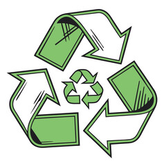 Obraz premium Recycling symbol with green arrows, representing environmental conservation and sustainability, a visual reminder of responsible waste management