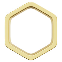 3D Golden Tilt Hexagon Frame Icon