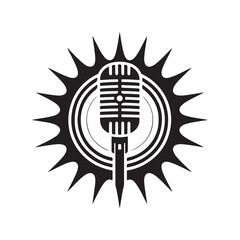 Vintage Microphone with Compass Icon Vector Illustration