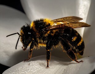 Close-up of a bee on a white flower