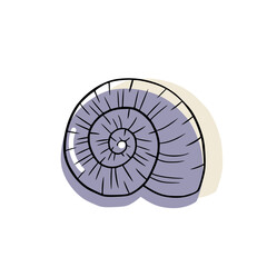 Obraz premium Minimalist nautilus seashell line art with purple offset colour vector illustration. Ocean and beach theme art for logo, icon.