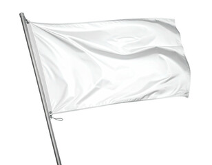 White flag waves on a pole, conveying surrender or peace. Black background