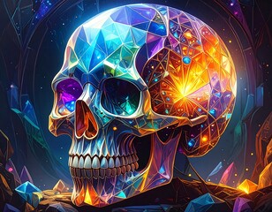 Colorful skull, polygonal design