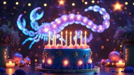 Celebrate your November Scorpio birthday with a stunning custom cake under sparkling lights for a magical and memorable astrological celebration