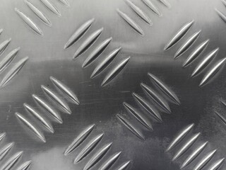 Aluminum checkerplate industry realistic seamless pattern. Iron grate texture. Metal pressed industrial floor or wall. Stainless non slip heavy plate.