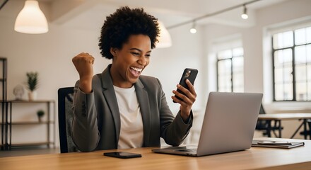 Joyful Diverse Team Celebrating Success in Modern Office