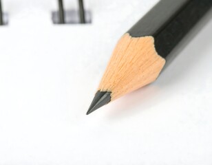 Close-up of a black pencil tip on white paper