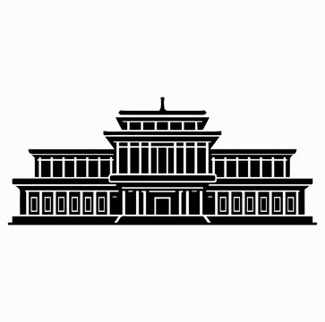 Kumsusan Palace Silhouette &ndash; Mausoleum of Leaders in Pyongyang North Korea