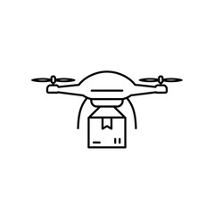 Drone Delivery Icon – Air Shipping, Parcel Transport, Logistics Technology Vector