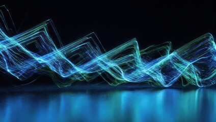 Abstract digital waves in turquoise and teal