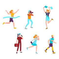 Group of people celebrating success after a marathon race and a successful photoshoot