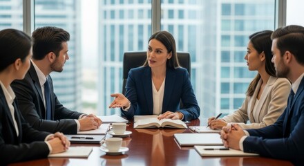 Obraz premium Business professionals in a meeting discussing strategies and plans.