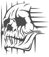 Dark Skull on White Backgroun...