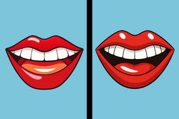 Hand drawn teeth smile cartoon illustration
