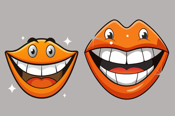 Hand drawn teeth smile cartoon illustration
