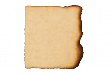 Burnt edges vintage paper sheet with aged texture, ancient parchment concept, old document or map design element