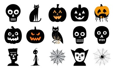 Obraz premium PNG Spooky Halloween icon collection, element set on transparent background