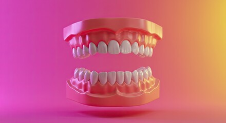 Obraz premium Dental model with teeth against colorful gradient background