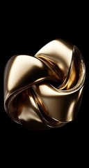 Golden knot-like abstract form, metallic and smooth