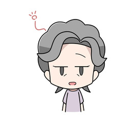 ボーっとしている高齢女性のイラスト