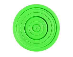 Bright green concentric rings on black. Layers create a rippled surface
