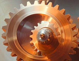 Close-up of intricately detailed copper gears
