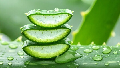 Spiral aloe vera with water drops, closeup