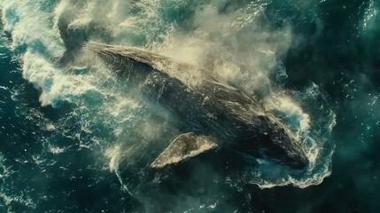 Fototapeta premium Whale breaching ocean surface