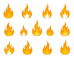 Collection of cartoon fire icons