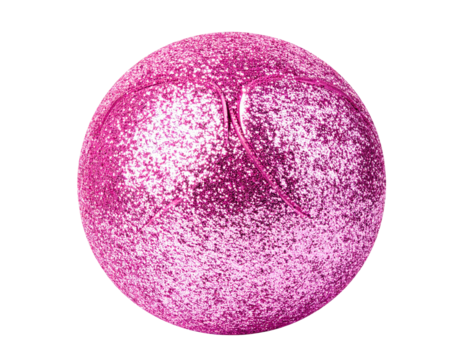 Spherical object, textured, pink, with markings; isolated against black
