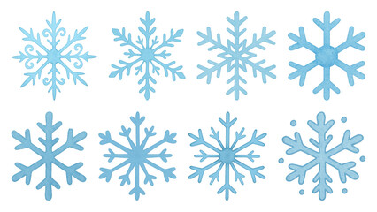PNG Intricate blue snowflake designs, element set on transparent background