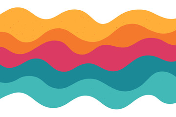 Abstract wavy background with papercut layers. Colorful fluid shapes for summer banner, minimal packaging, trendy cover art. Modern flat design with multicolored curve forms.