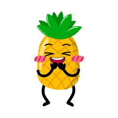 Cute Hand Drawn Shy Pineapple Blushing