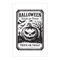Happy Halloween Label Design Black and White