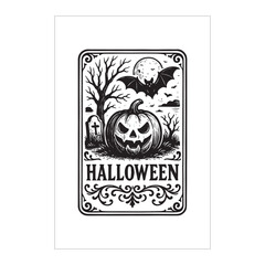 Happy Halloween Label Design Black and White