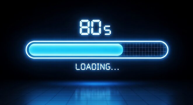 Retro 80s Loading Screen Graphic Design.